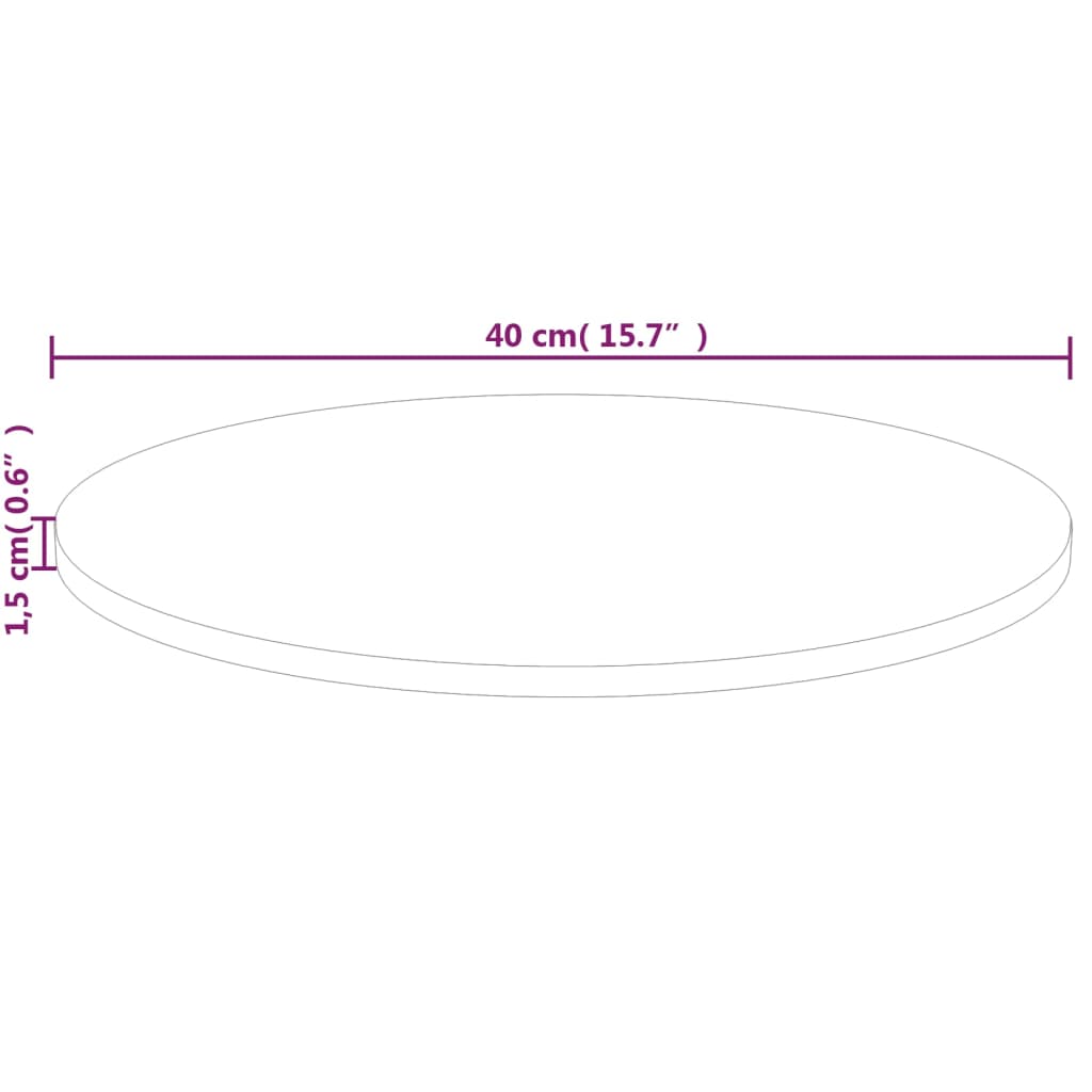 vidaXL Okrogla mizna plošča Ø40x1,5 cm neobdelana trdna hrastovina