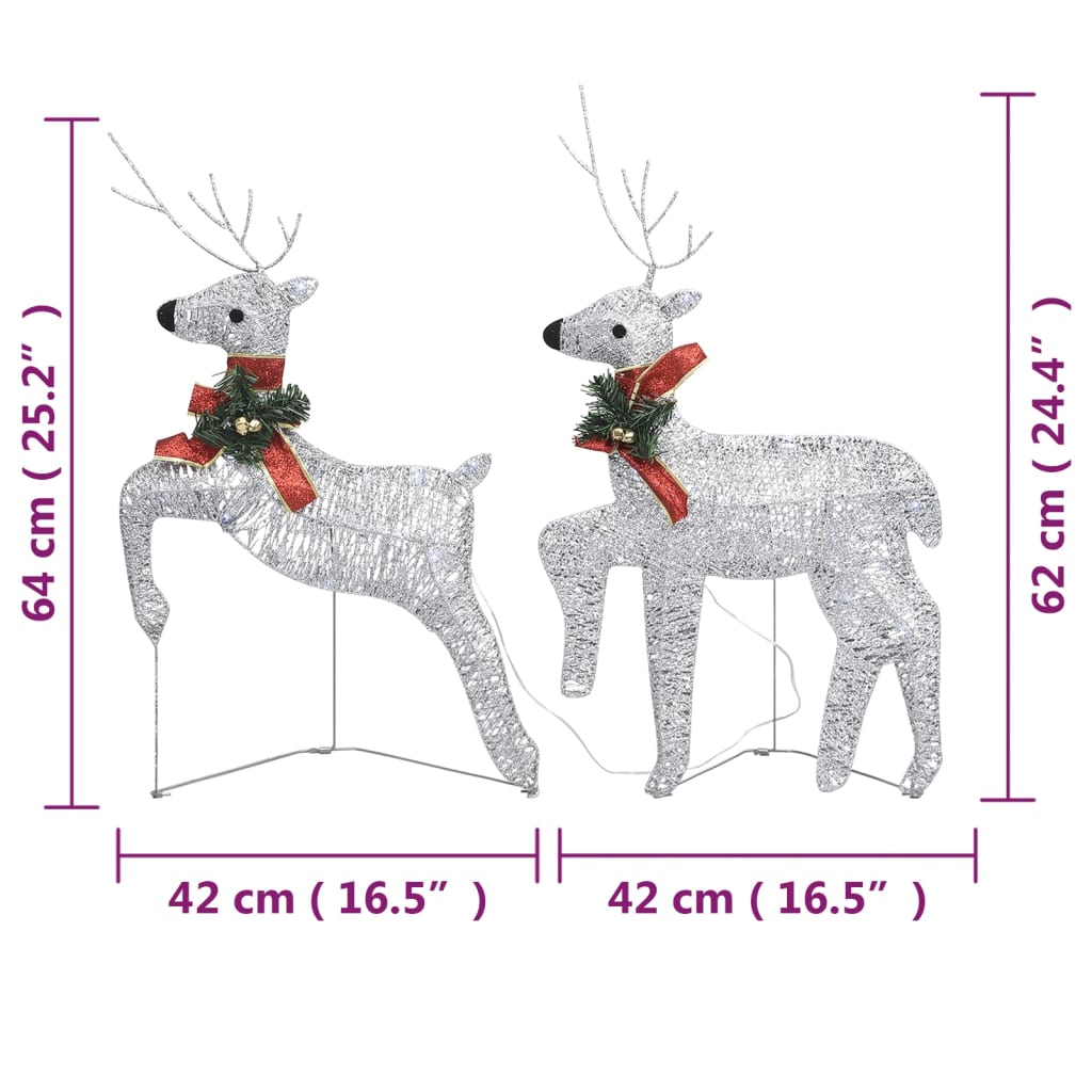 vidaXL Božični severni jeleni 4 kosi srebrni 80 LED akril