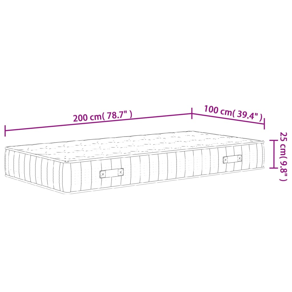 vidaXL Vzmetnica z žepkastim vzmetenjem srednje trda 100x200 cm