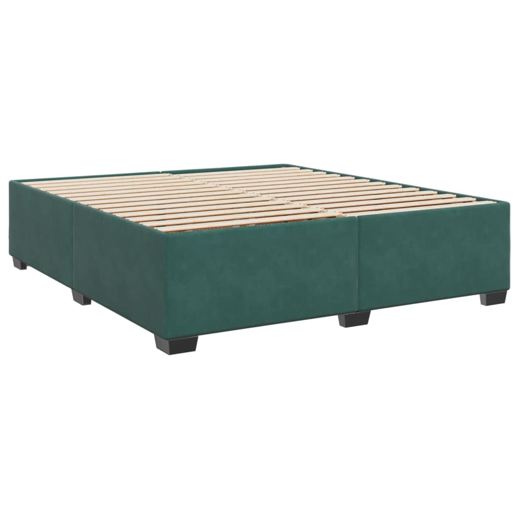 vidaXL Box spring postelja z vzmetnico temno zelena 200x200 cm žamet