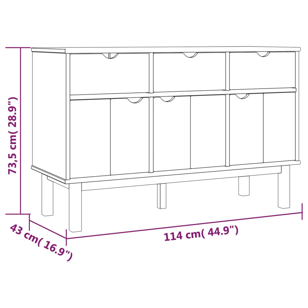 vidaXL Komoda OTTA 114x43x73,5 cm trdna borovina