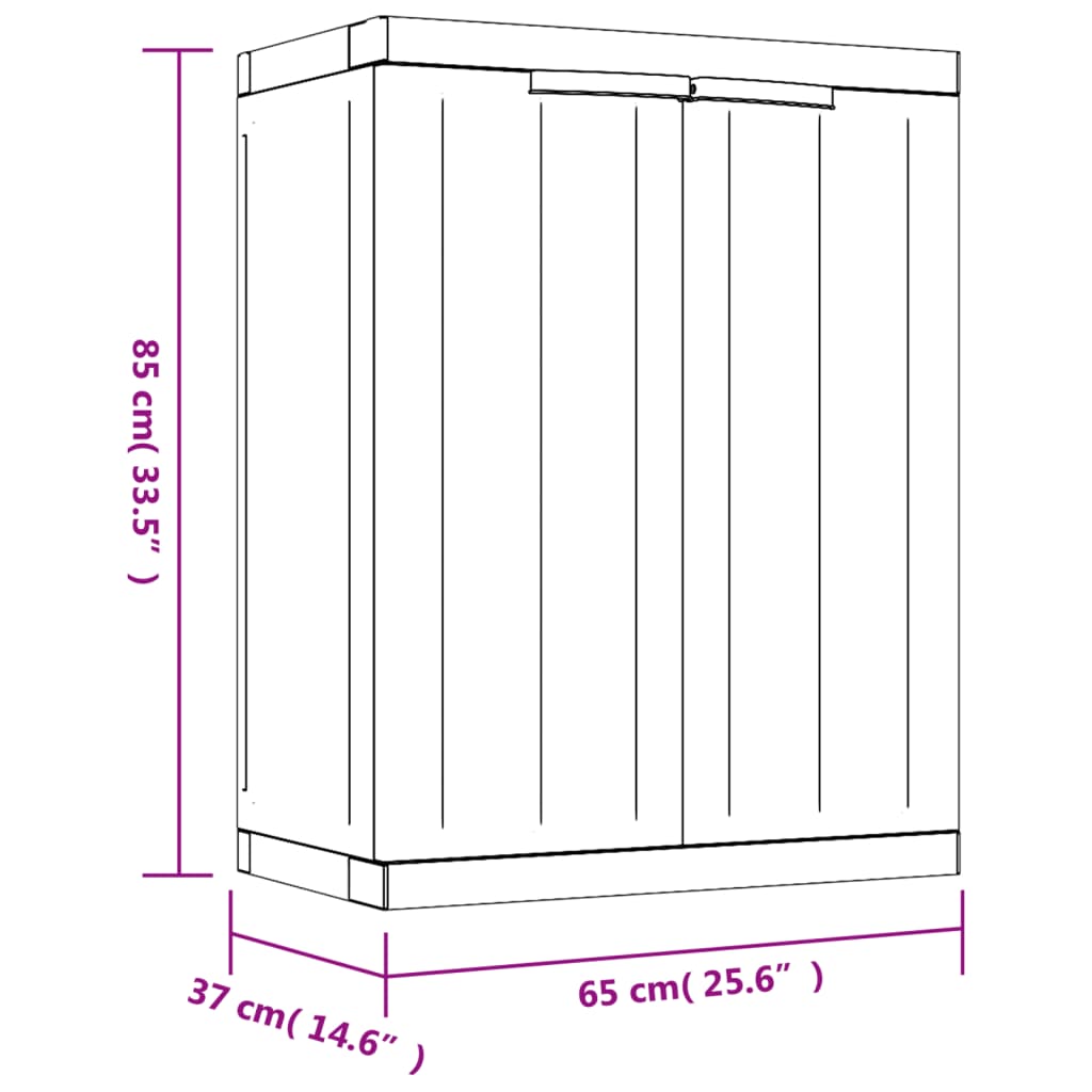 vidaXL Zunanja omara siva in črna 65x37x85 cm PP