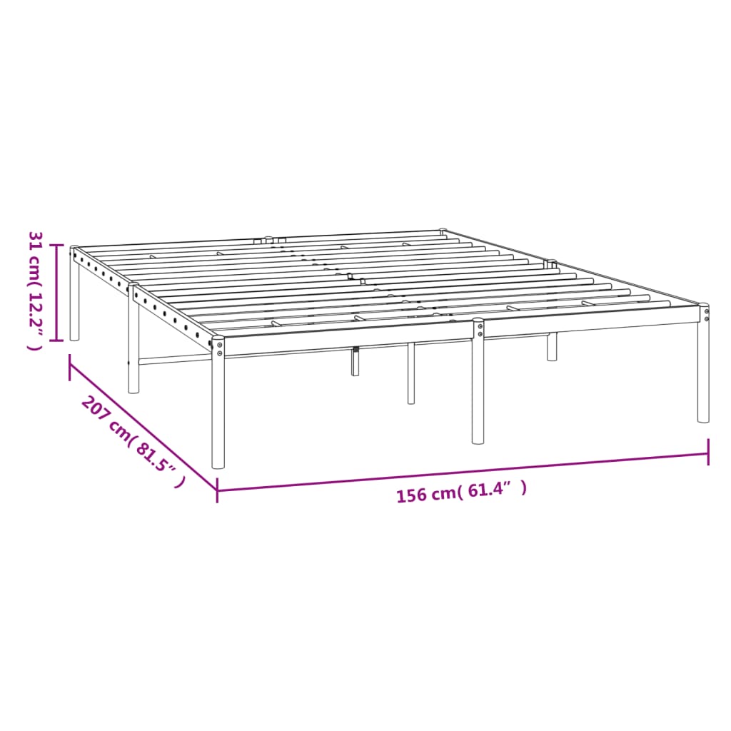 vidaXL Kovinski posteljni okvir bel 150x200 cm