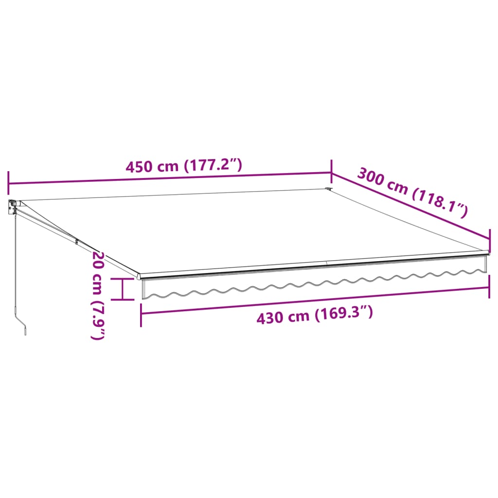 vidaXL Ročno zložljiva tenda rjava 450x300 cm