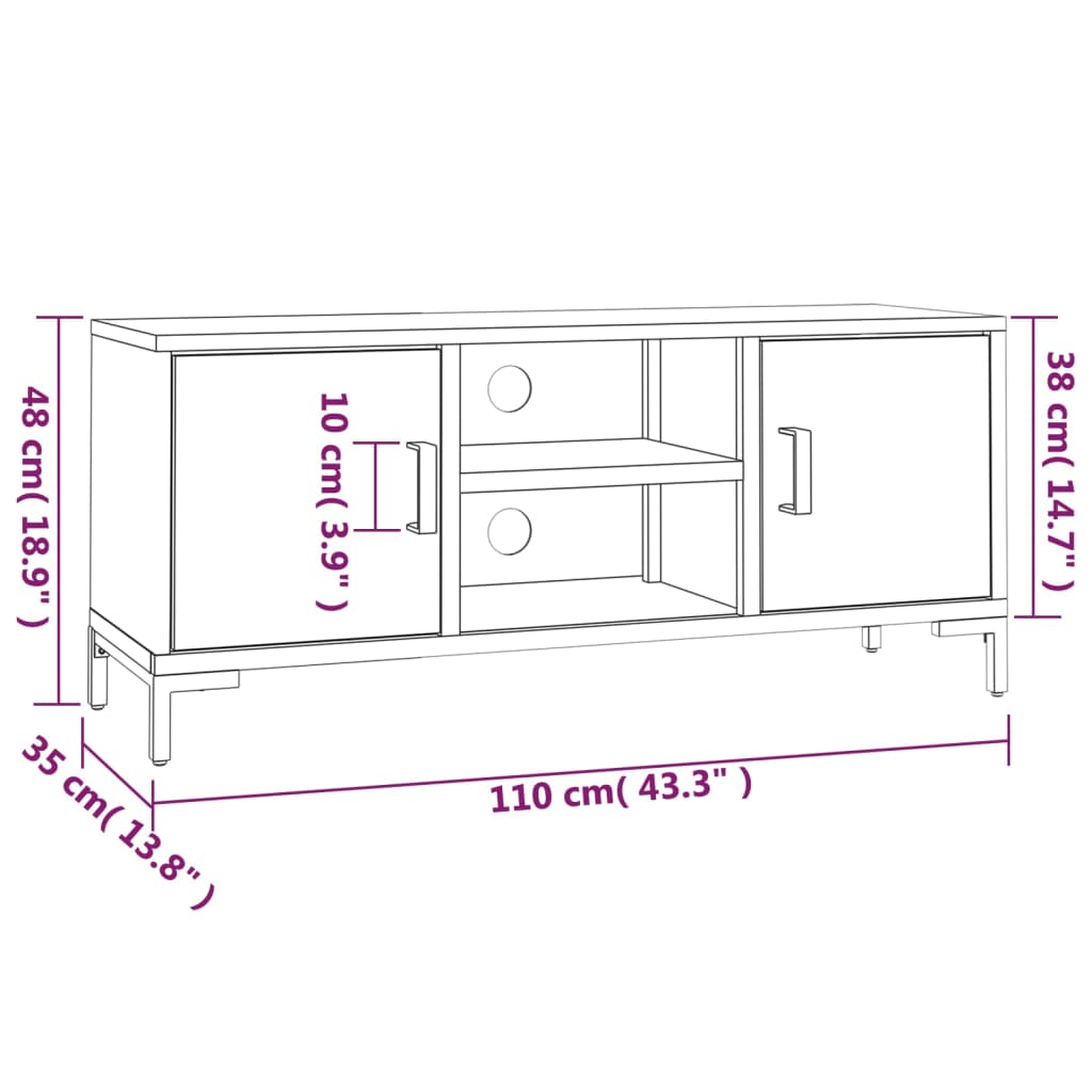 vidaXL TV omarica črna 110x35x48 cm trdna borovina