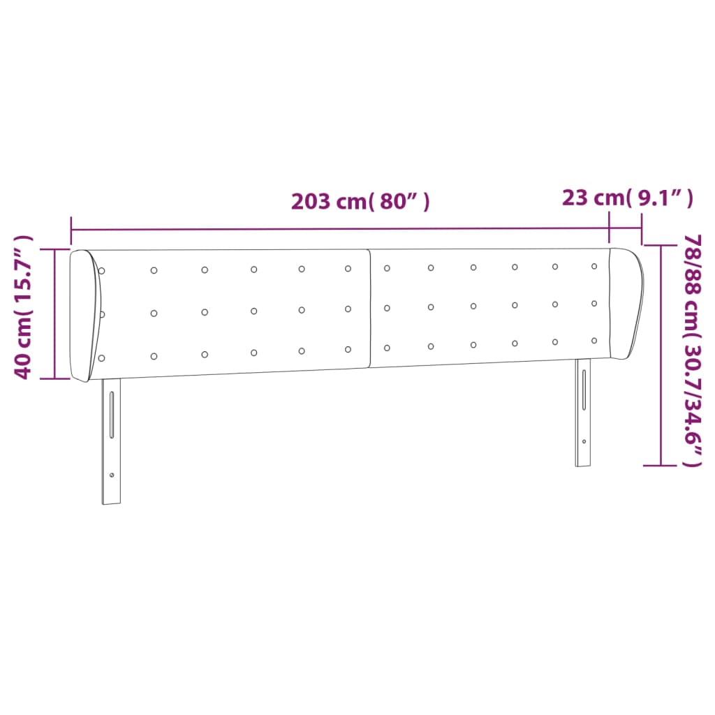 vidaXL Vzglavje z ušesi belo 203x23x78/88 cm umetno usnje