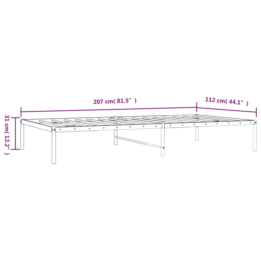 vidaXL Kovinski posteljni okvir črn 107x203 cm