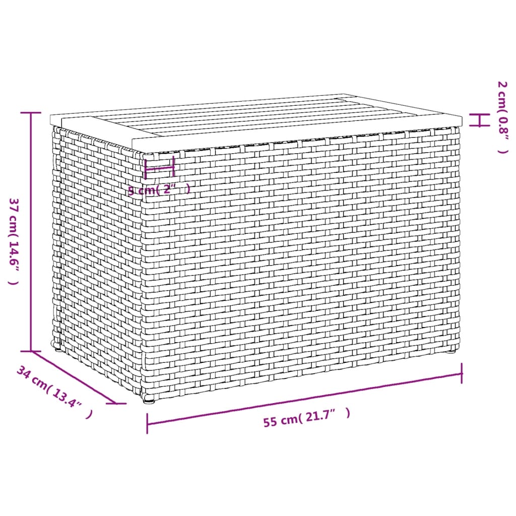 vidaXL Vrtna stranska mizica 2 kosa siva 55x34x37 cm PE ratan les