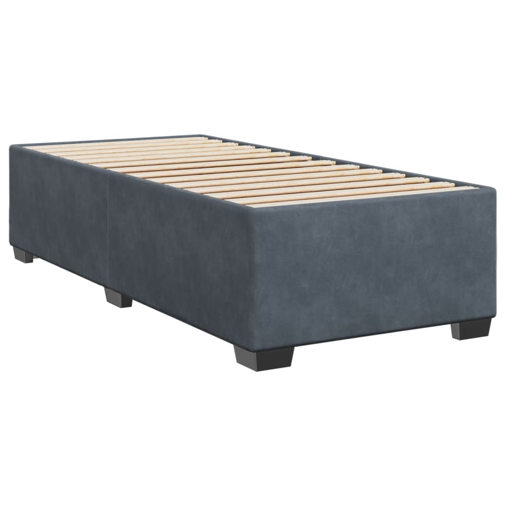 vidaXL Box spring postelja z vzmetnico temno siv 90x190 cm žamet