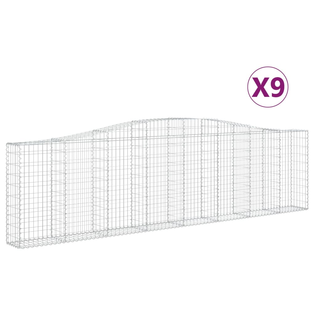 vidaXL Obokane gabion košare 9 kosi 400x30x100/120 cm pocinkano železo