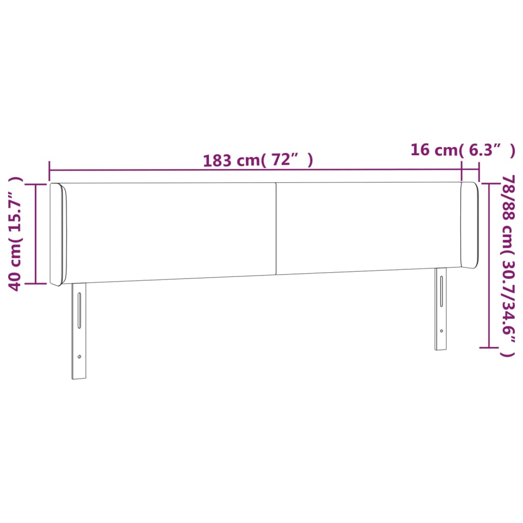 vidaXL LED posteljno vzglavje belo 183x16x78/88 cm umetno usnje