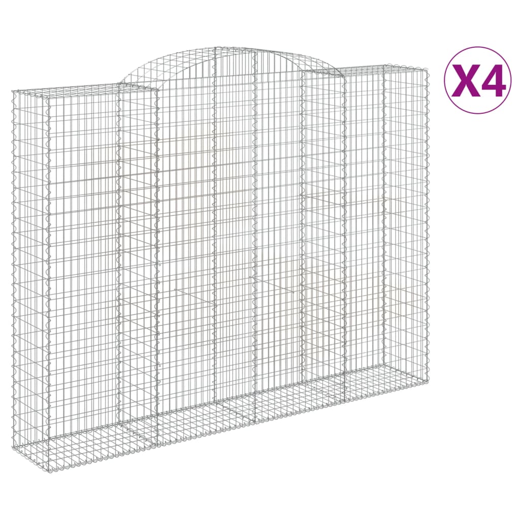 vidaXL Obokane gabion košare 4 kosa 300x50x220/240 cm pocinkano železo