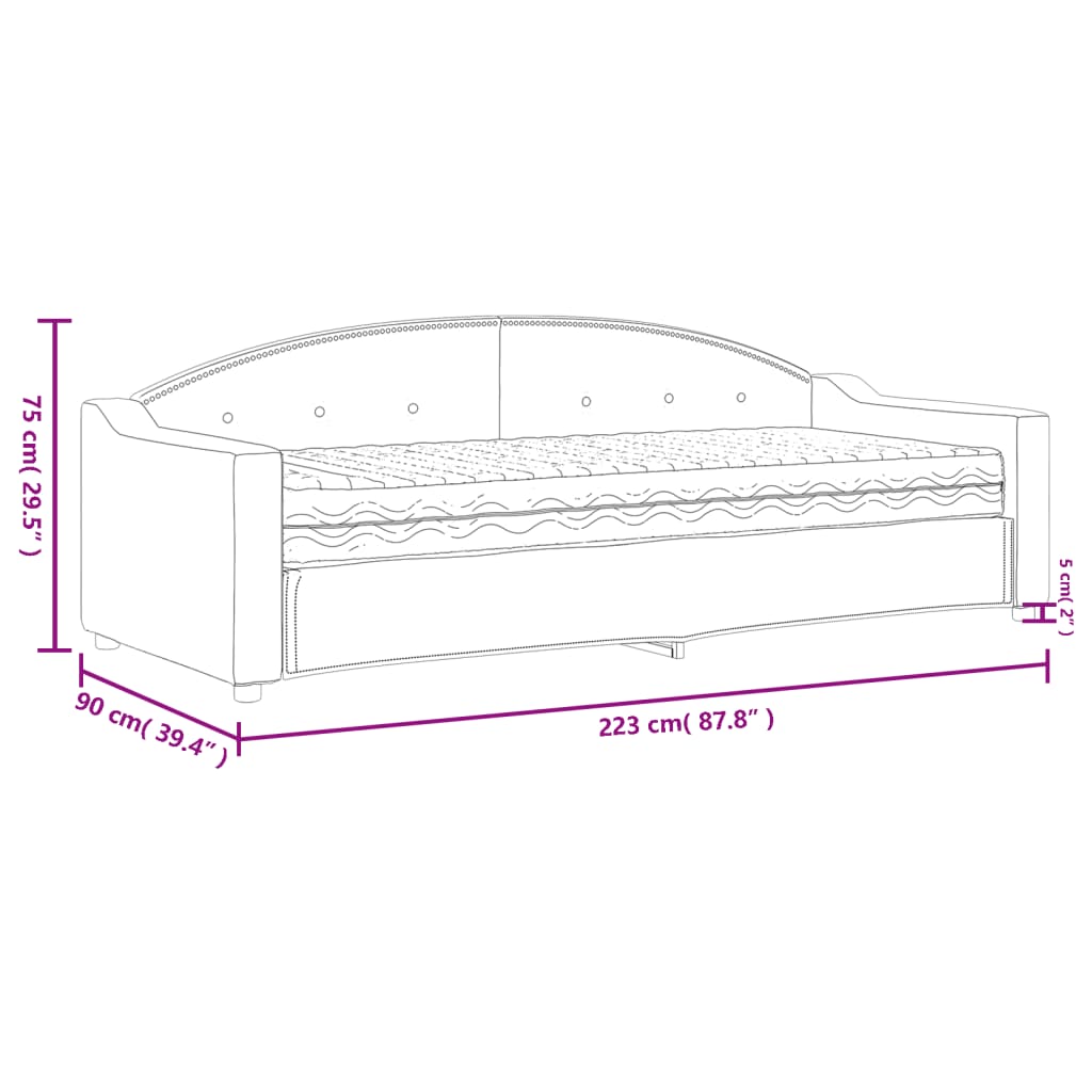 vidaXL Dnevna postelja z vzmetnico črna 80x200 cm blago