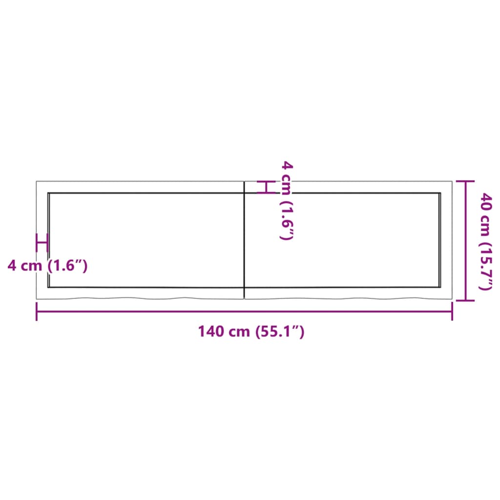 vidaXL Kopalniški pult 140x40x(2-4) cm neobdelan trden les