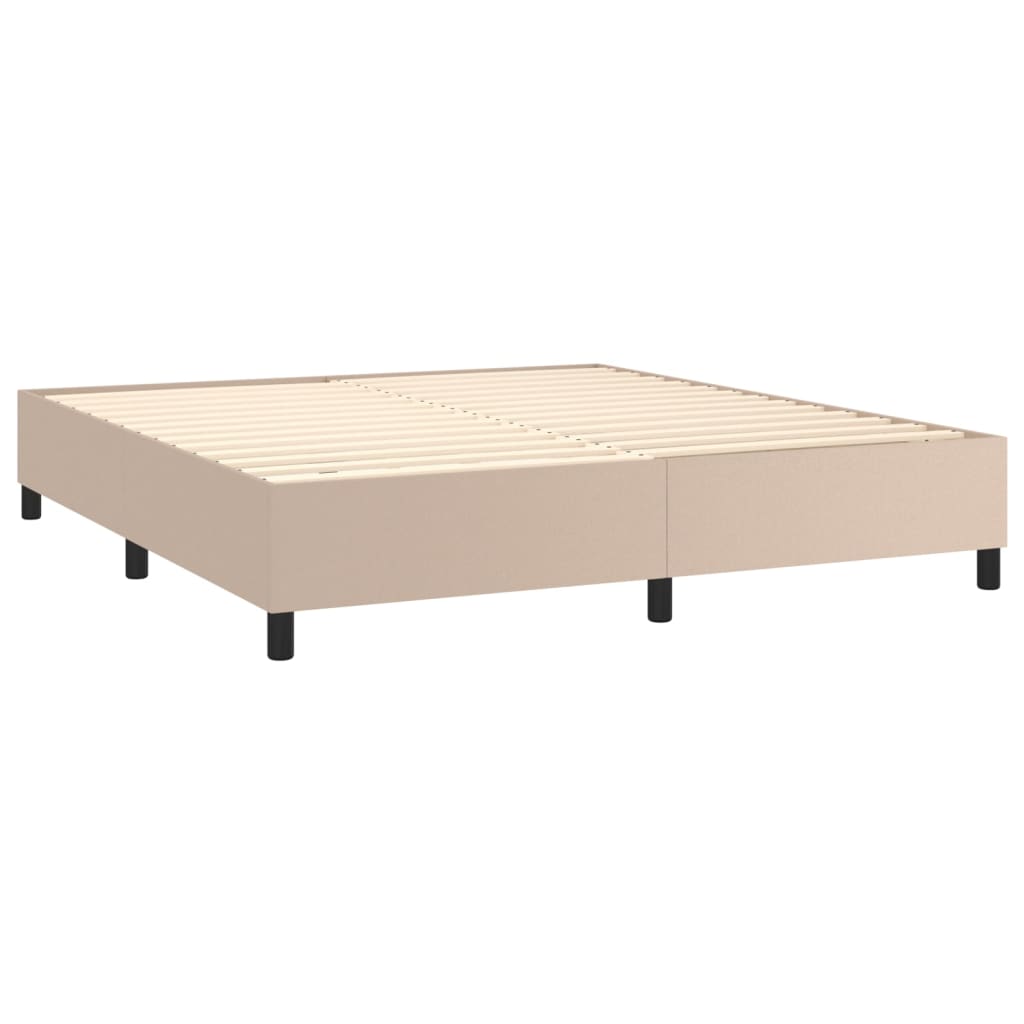 vidaXL Box spring postelja z vzmetnico kapučino 180x200cm umetno usnje