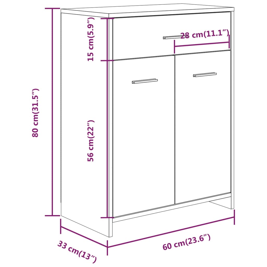 vidaXL Kopalniška omarica dimljeni hrast 60x33x80 cm konstruiran les