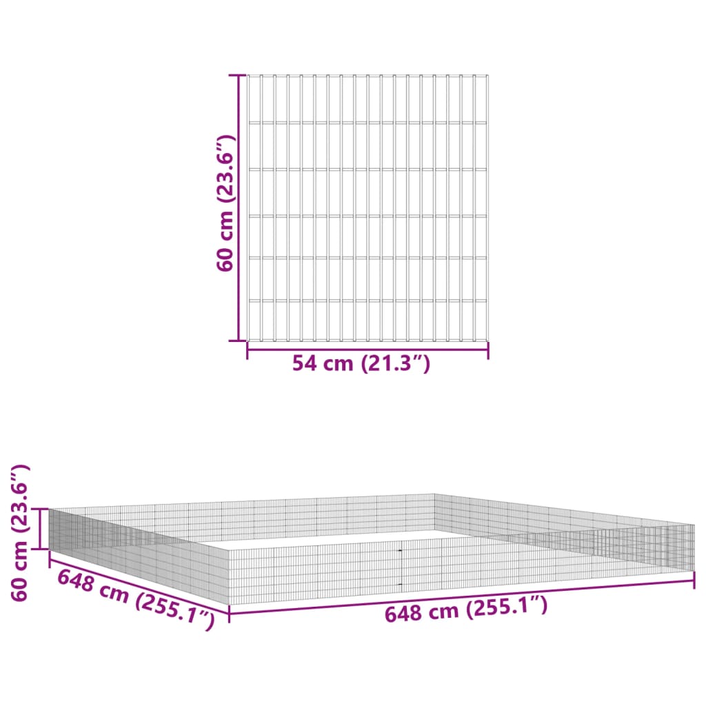 vidaXL Ograda za živali na prostem z 48 paneli 54x60 cm železo