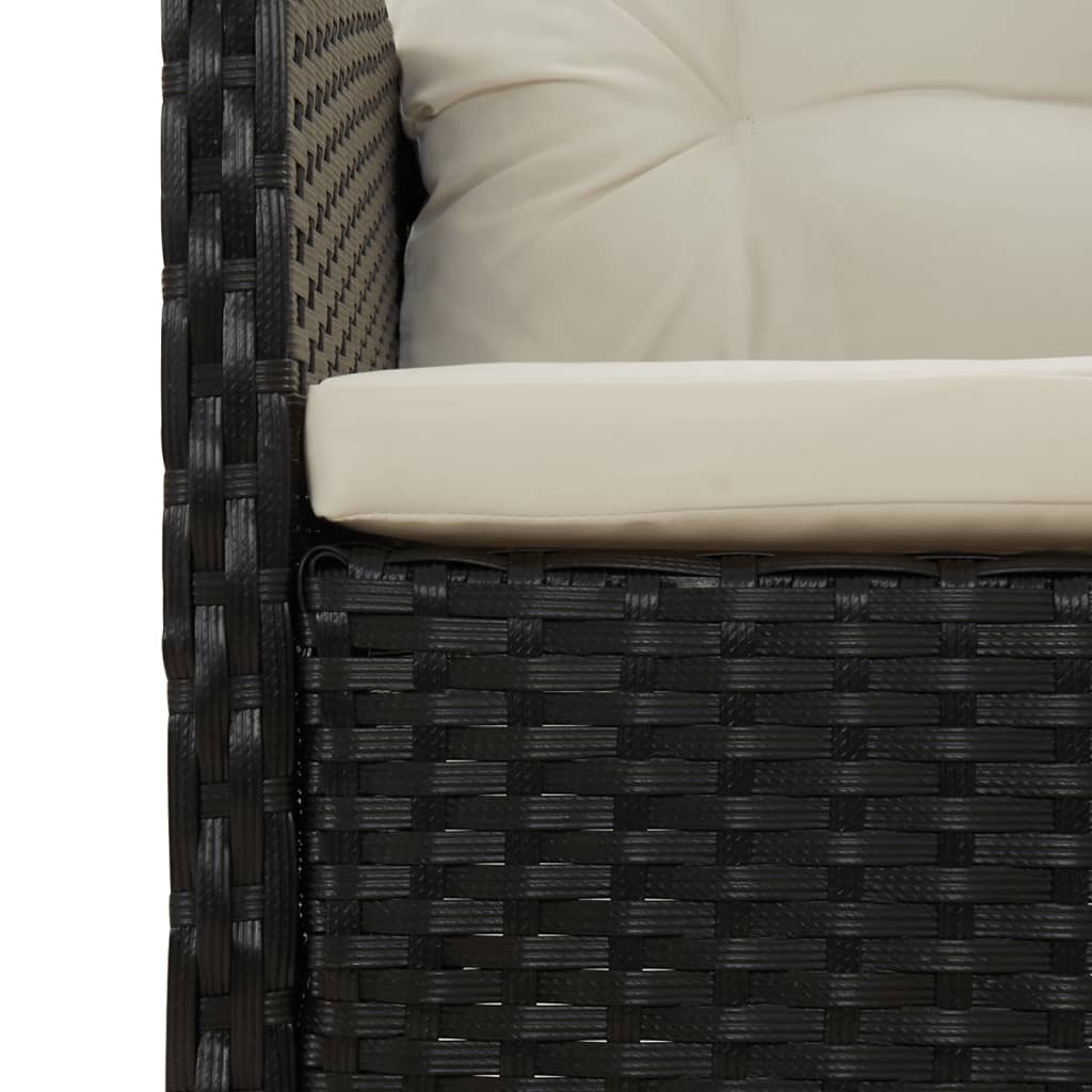 vidaXL Vrtna sedežna garnitura 5-delna z blazinami črn poli ratan