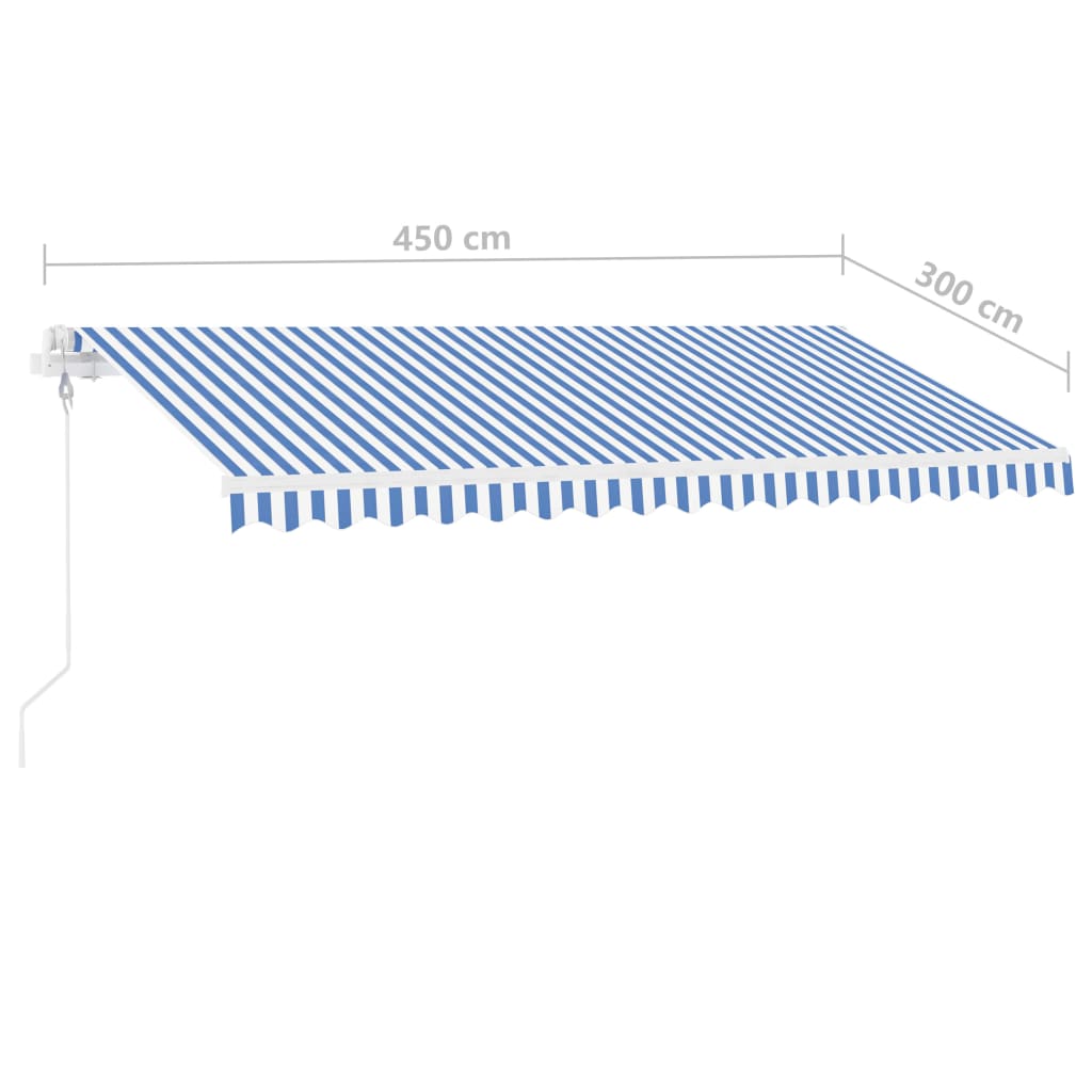 vidaXL Prostostoječa avtomatska tenda 450x300 cm modra/bela