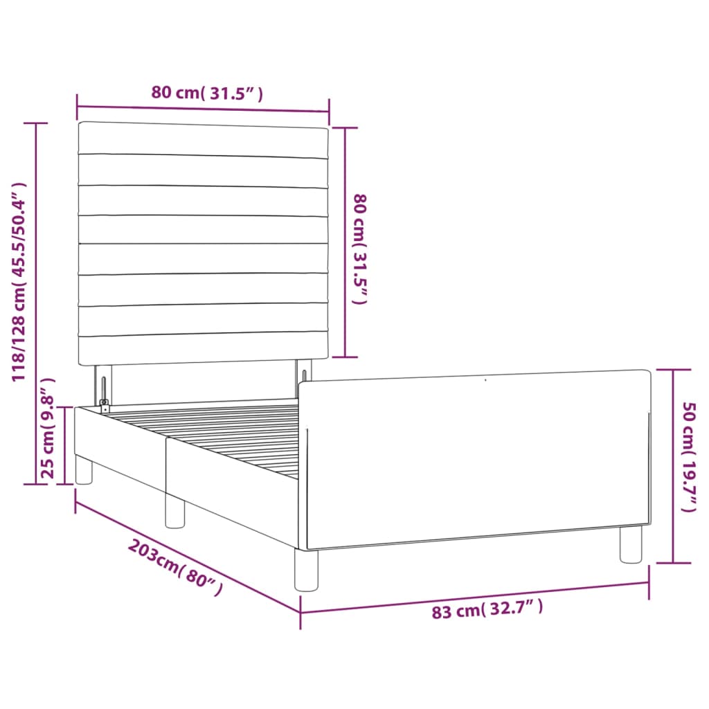 vidaXL Posteljni okvir z vzglavjem temno zelen 80x200 cm žamet