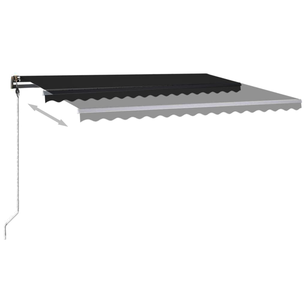 vidaXL Ročno zložljiva tenda z LED lučkami 450x300 cm antracitna