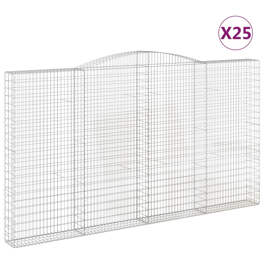 vidaXL Obokane gabion košare 25kosov 400x50x220/240cm pocinkano železo