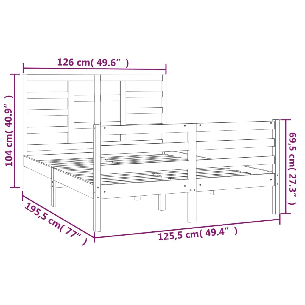 vidaXL Posteljni okvir medeno rjav iz trdnega lesa 120x190 cm