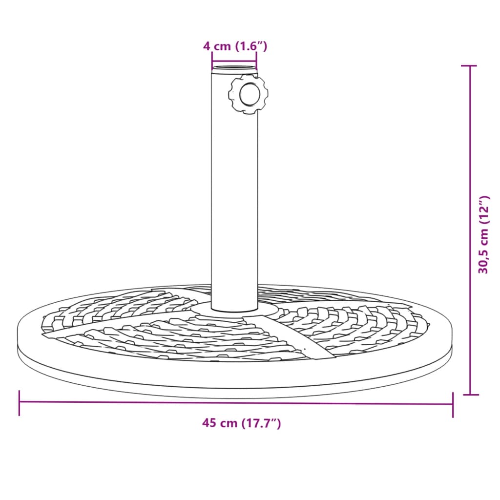 vidaXL Podstavek za senčnik za Ø38/48 mm palice 12 kg okrogel