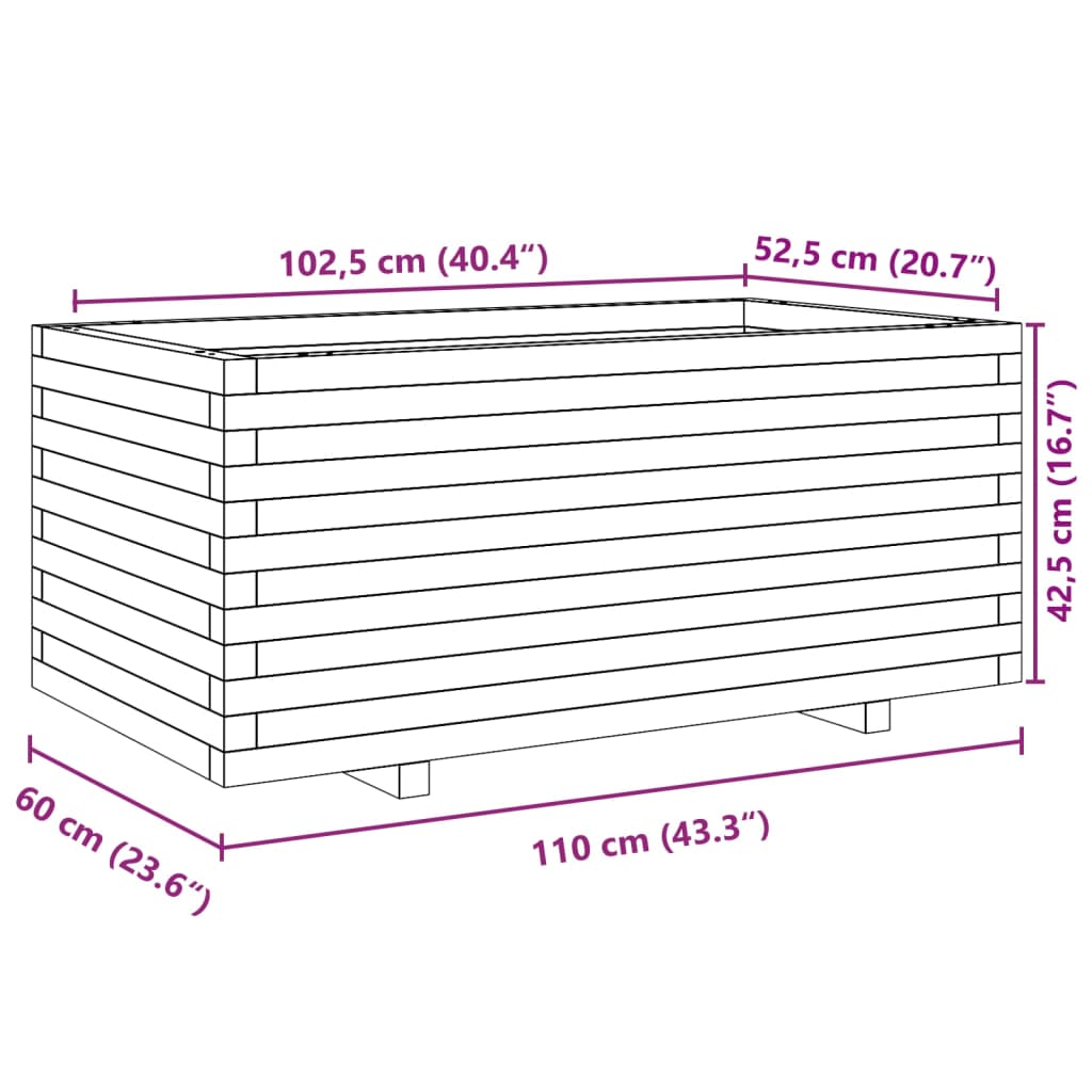 vidaXL Vrtno cvetlično korito 110x60x49,5 cm impregnirana borovina