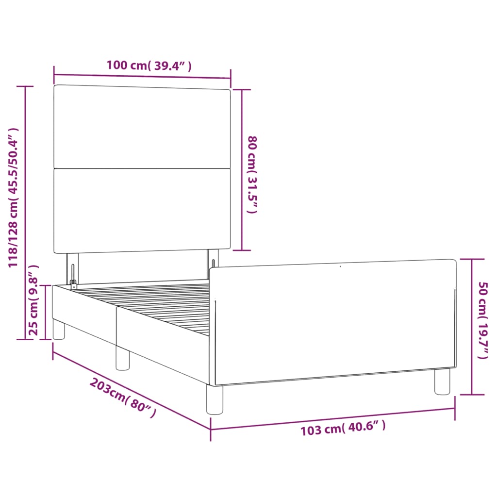 vidaXL Posteljni okvir z vzglavjem bel 100x200 cm umetno usnje