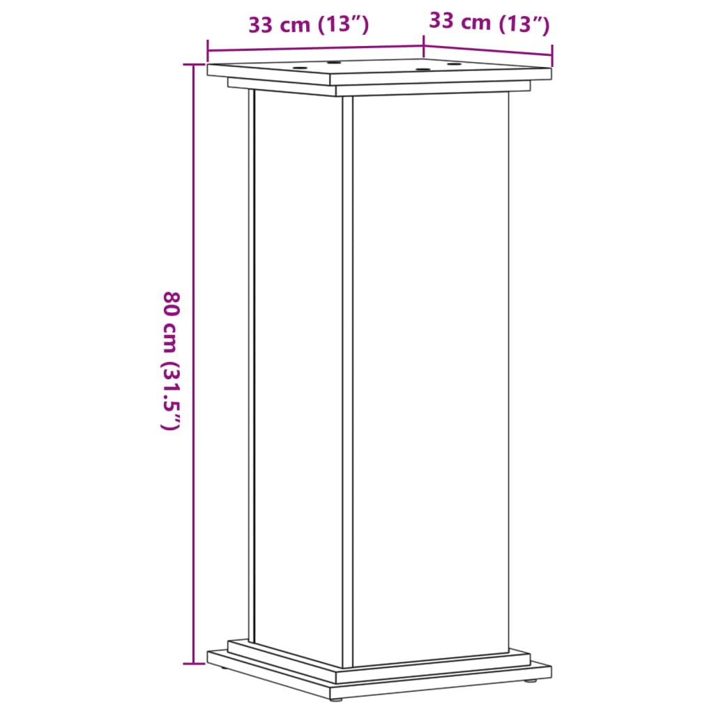 vidaXL Stojalo za rastline dimljeni hrast 33x33x80 cm inženirski les