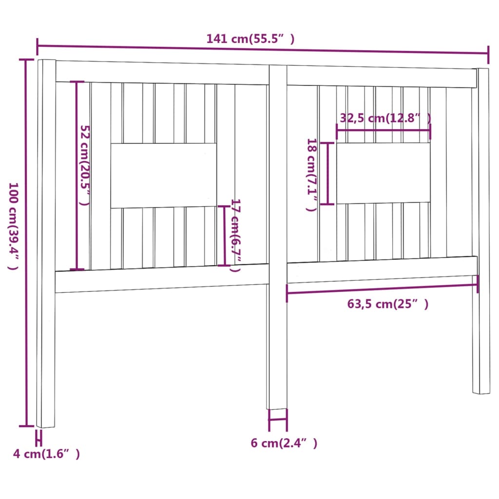 vidaXL Vzglavna sivo 141x4x100 cm trdna borovina