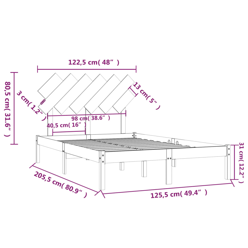 vidaXL Posteljni okvir medeno rjav 120x200 cm trden les