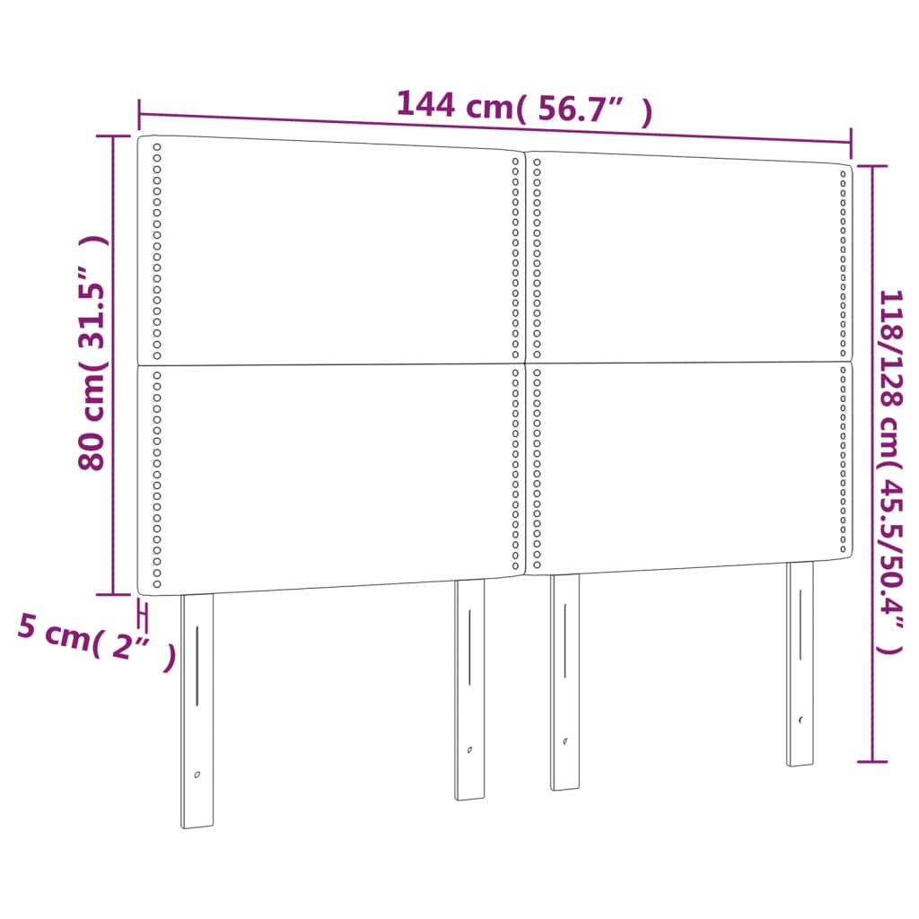 vidaXL LED posteljno vzglavje črno 144x5x118/128 cm umetno usnje