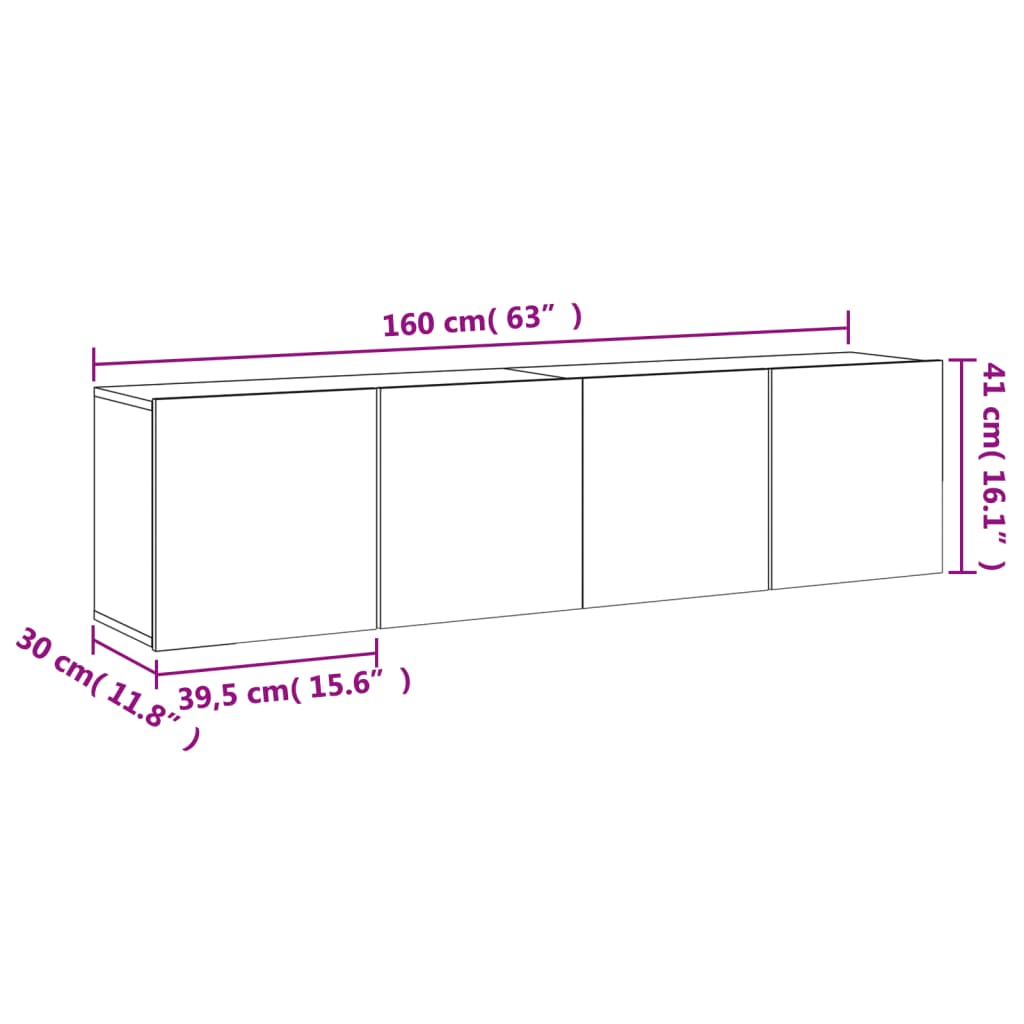 vidaXL Stenske TV omarice 2 kosa betonsko siva 80x30x41 cm