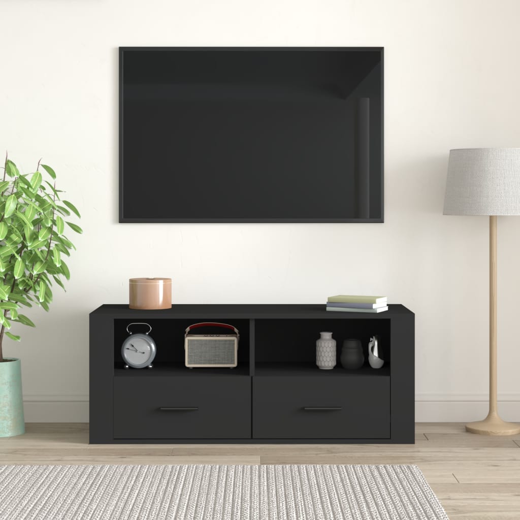 vidaXL TV omarica črna 100x35x40 cm inženirski les