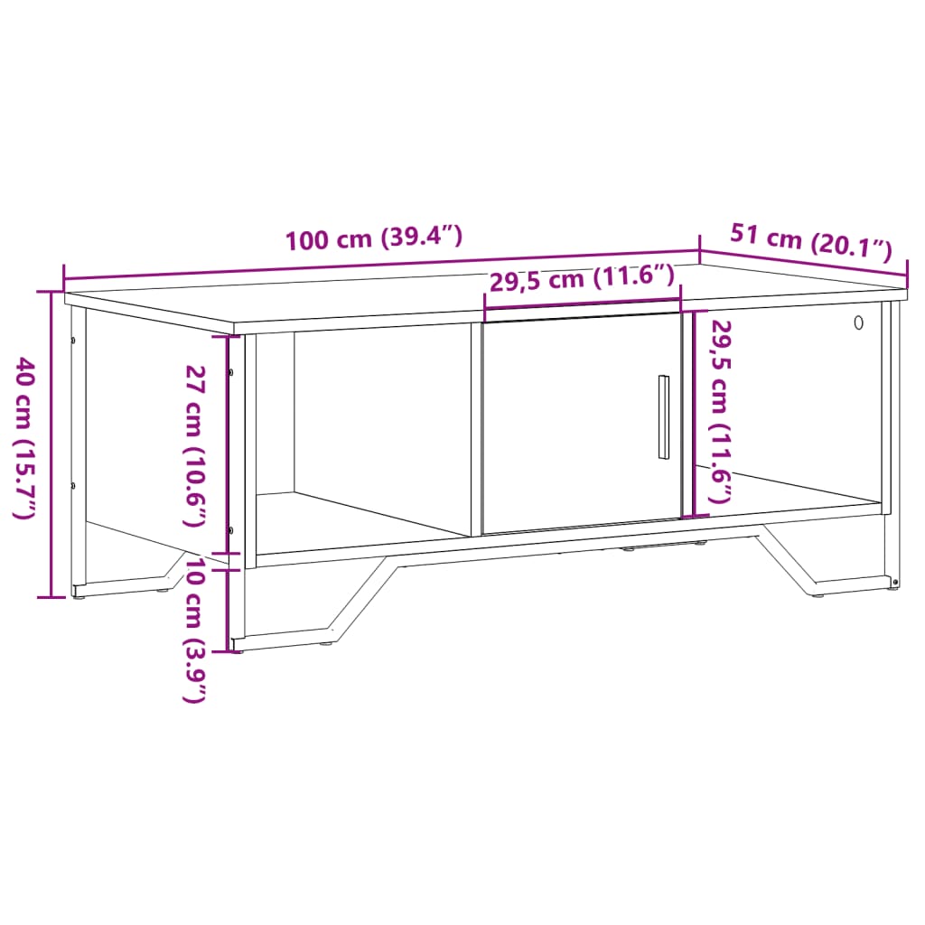 vidaXL Klubska mizica dimljeni hrast 100x51x40 cm inženirski les