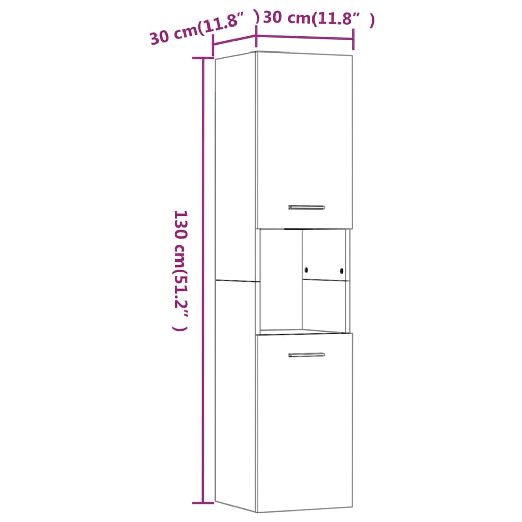 vidaXL Kopalniška omarica dimljeni hrast 30x30x130 cm konstruiran les