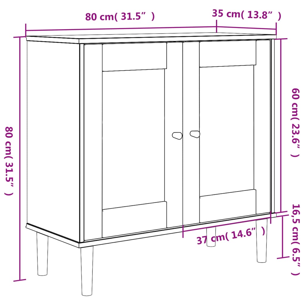 vidaXL Komoda SENJA videz ratana črna 80x35x80 cm trdna borovina