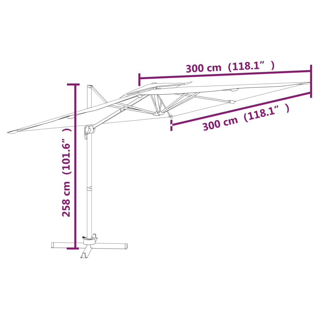 vidaXL Vrtni senčnik z dvojno streho terakota 300×300 cm