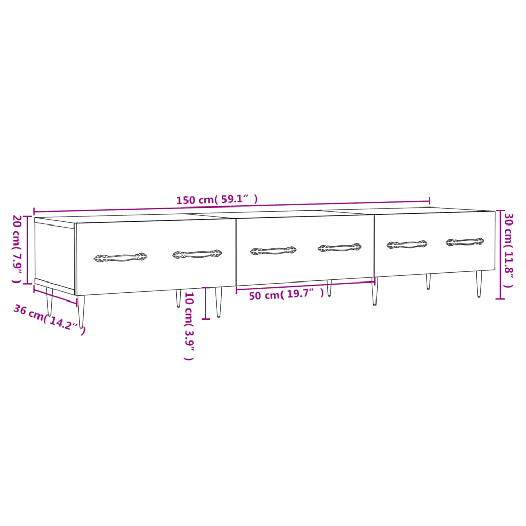 vidaXL TV omarica betonsko siva 150x36x30 cm inženirski les