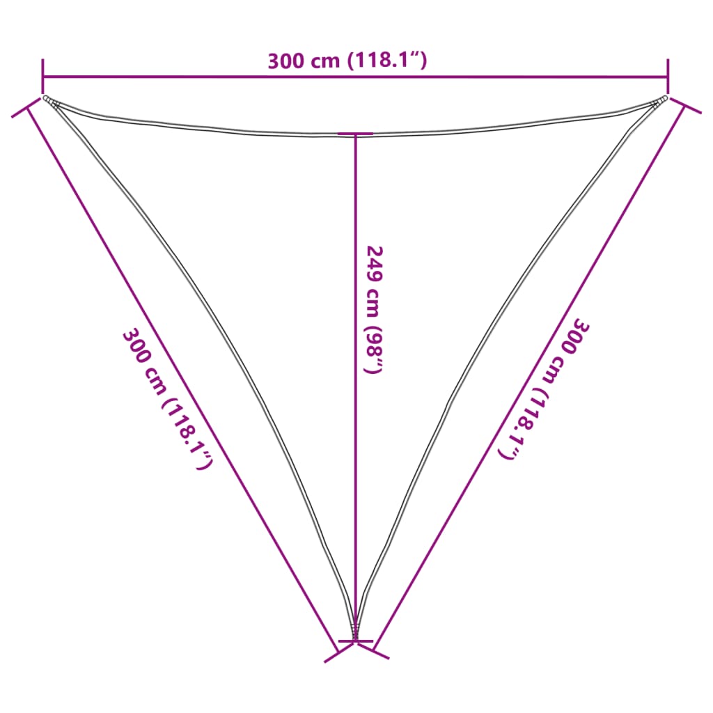 vidaXL Senčno jadro svetlo sivo 3x3x3 m 100 % poliester oxford