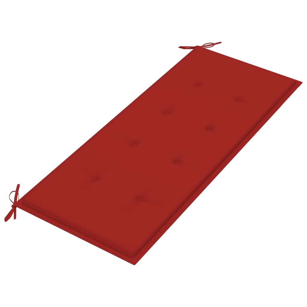 vidaXL Klop Batavia z rdečo blazino 120 cm trdna tikovina
