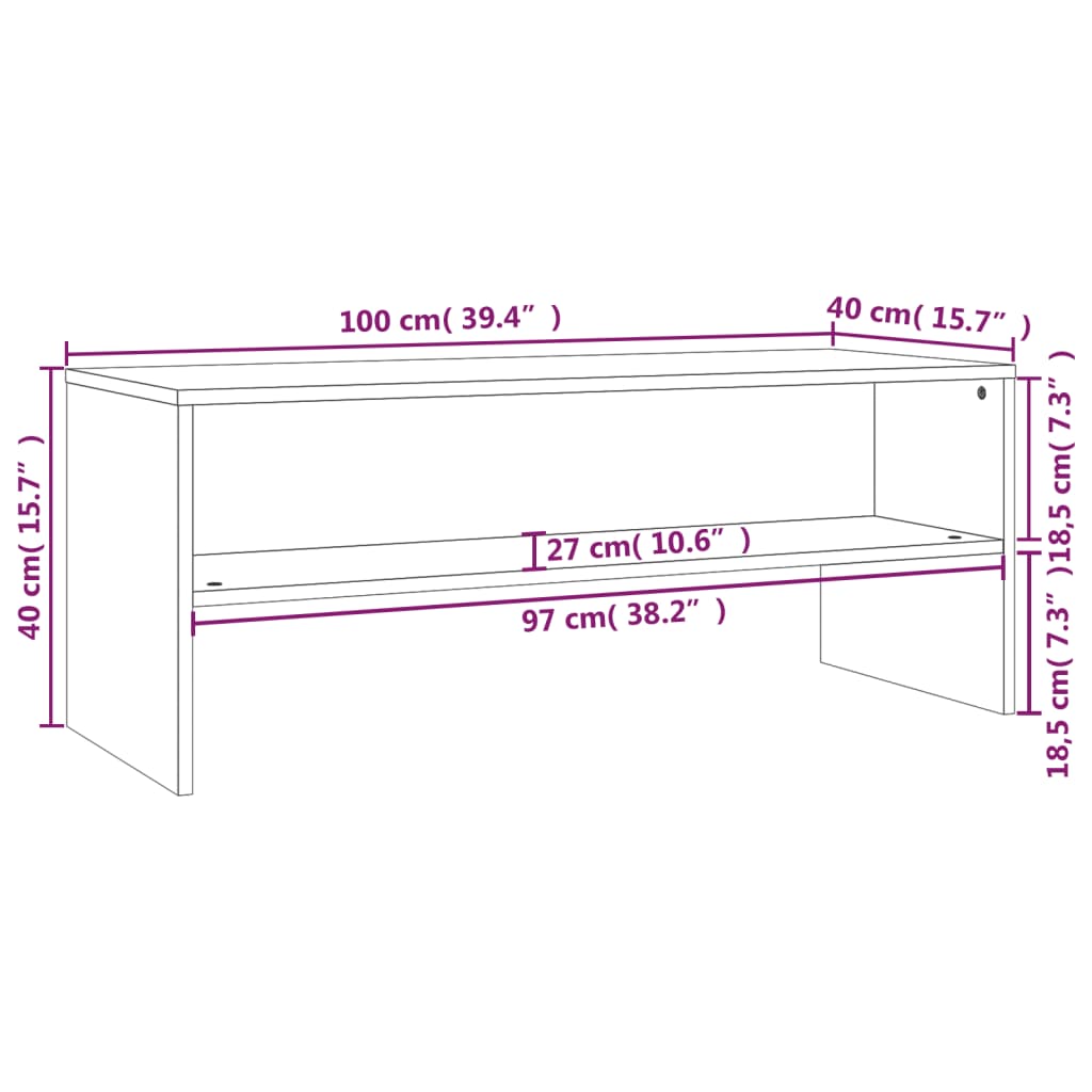 vidaXL TV omarica siva sonoma 100x40x40 cm inženirski les