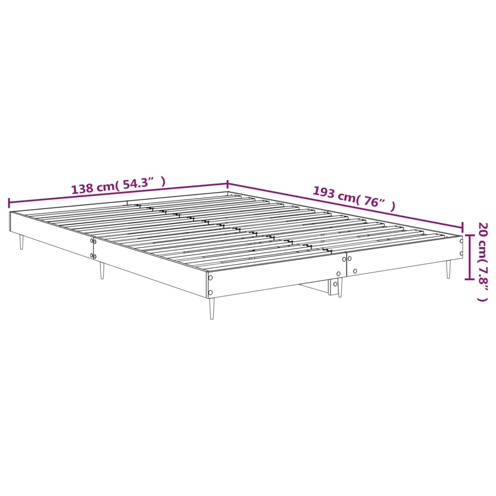 vidaXL Posteljni okvir rjav hrast 135x190 cm inženirski les