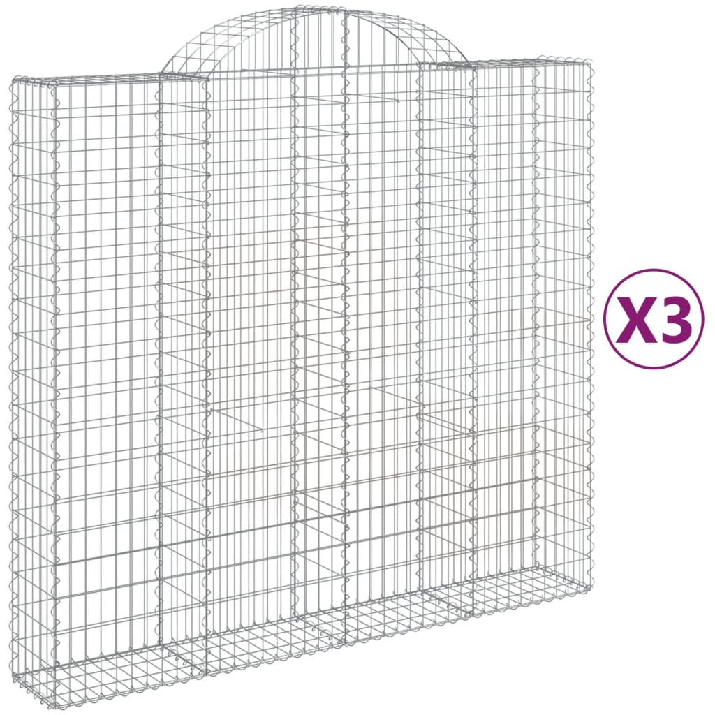 vidaXL Obokane gabion košare 3 kosi 200x50x180/200 cm pocinkano železo