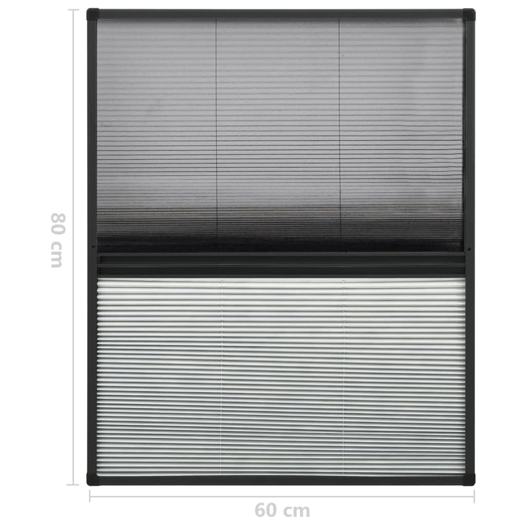 vidaXL Plise komarnik za okna aluminij 60x80 cm s senčilom