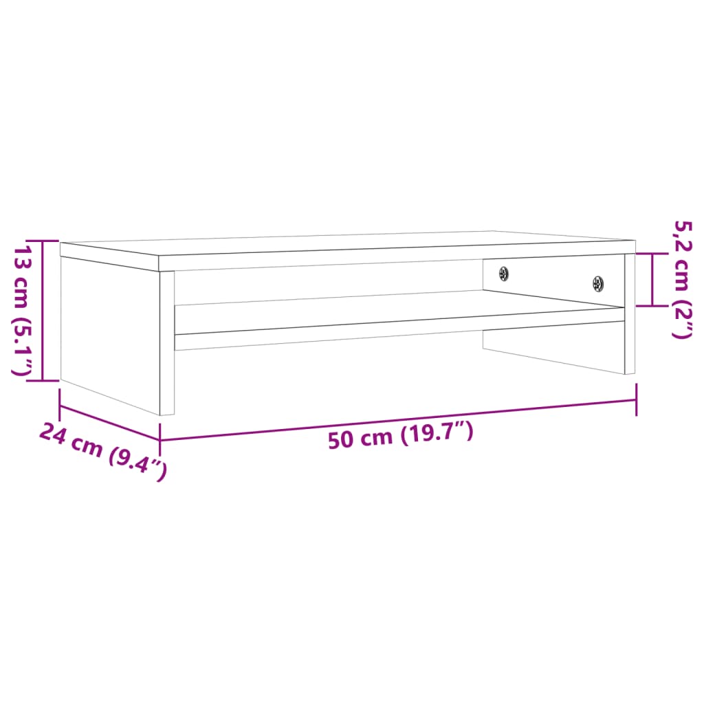 vidaXL Stojalo za zaslon voščeno rjavo 50x24x13 cm trdna borovina