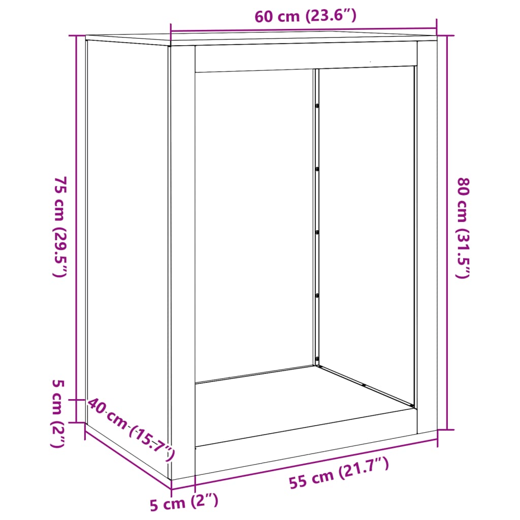 vidaXL Stojalo za drva črno 60x40x80 cm jeklo