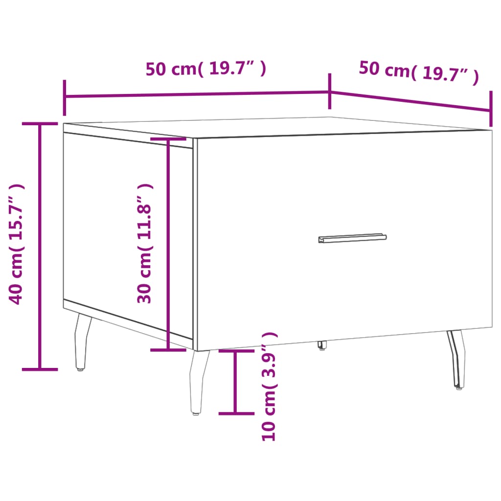 vidaXL Klubska mizica sonoma hrast 50x50x40 cm inženirski les